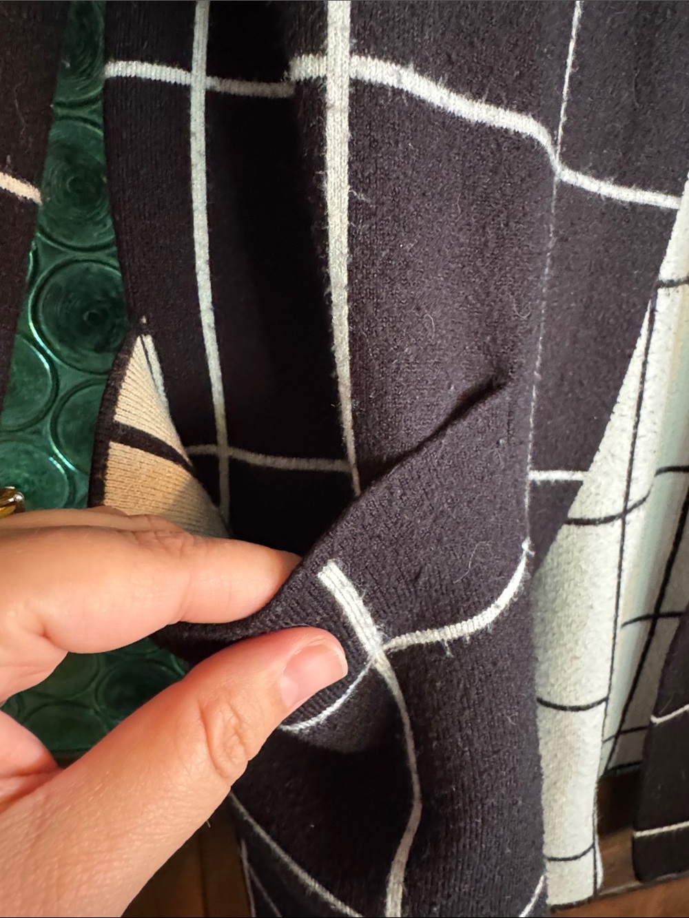 Tahari Black and White Windowpane Open-Front Coatigan - Picture 3 of 6